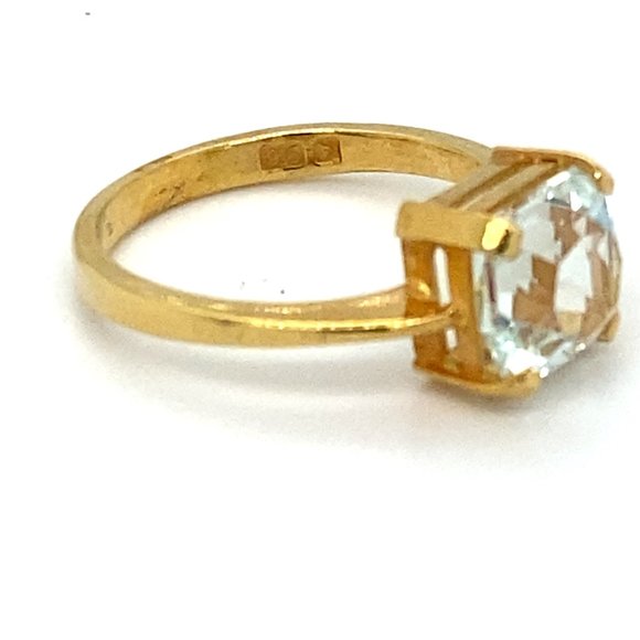 Aquamarine 3.01ct Solid 22K Yellow Gold Ring - Picture 3 of 7